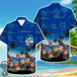 Beach Shirt Tropical Miami Dolphins Parrot Hawaiian Shirt – Hothawaiianshirt