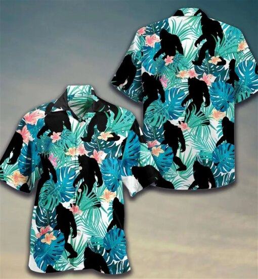 Bigfoot Sasquatch Folklore Creature Floral Pattern Summer hot Hawaiian shirts 01