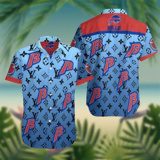 Buffalo Bills Hawaiian Shirt Buffalo Symbol Lv Pattern Blue