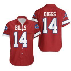 Buffalo Bills Stefon Diggs 14 Red Jersey Inspired Style Hawaiian Shirt-red