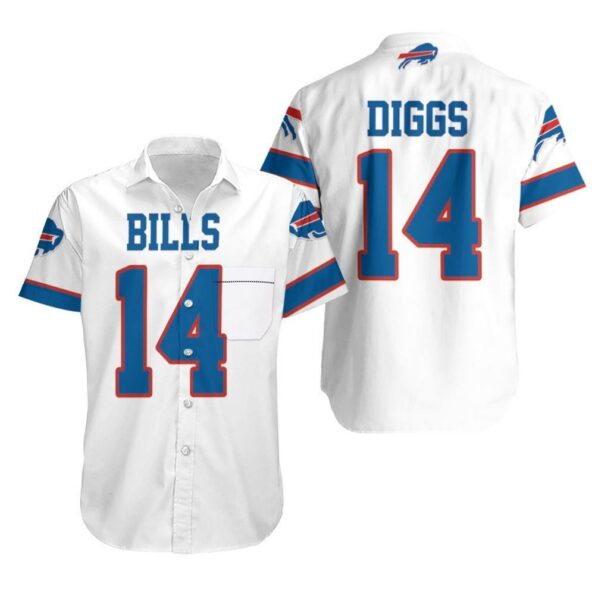 Buffalo Bills Stefon Diggs 14 White Jersey Inspired Style Hawaiian Shirt for fan