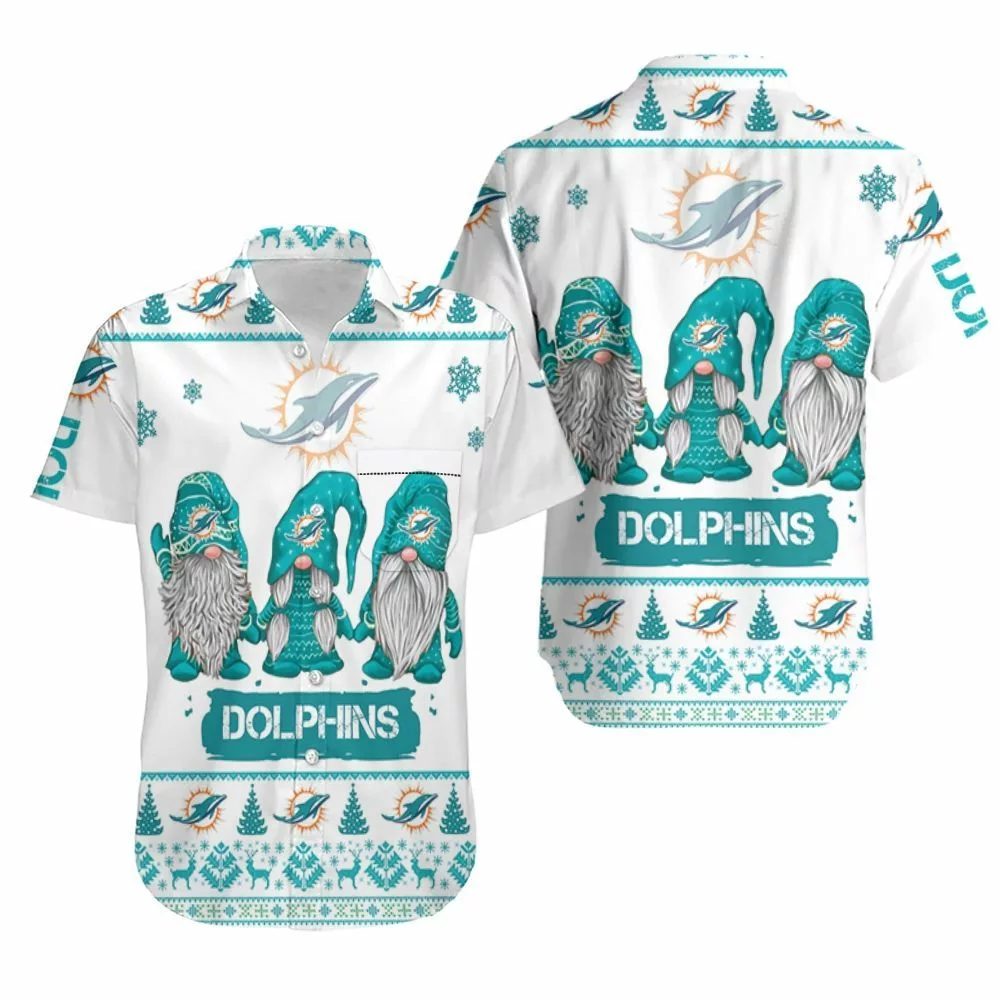 Christmas Gnomes Miami Dolphins Christmas 3D shirt - hotHawaiianShirt
