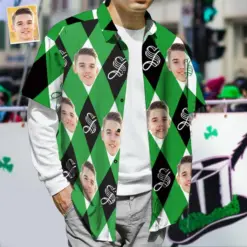 Custom your Face Hawaiian Shirts St. Patrick Checker Shirt caro pattern 01