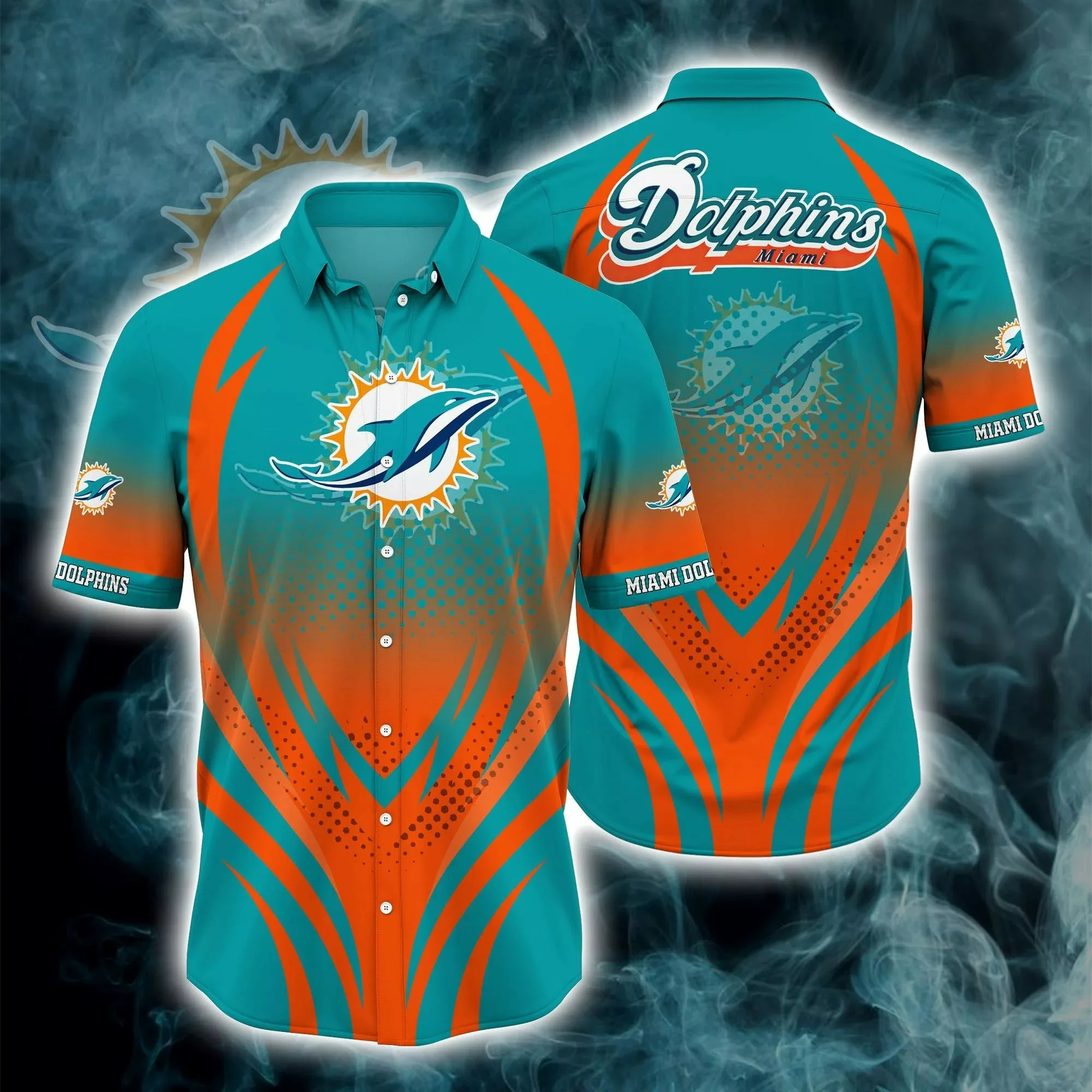 Miami Dolphins Button Down hawaiian Shirt Hot 3D Print