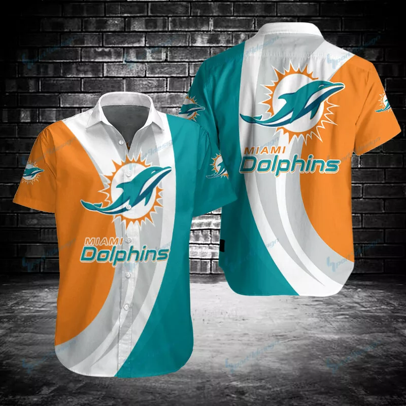 Hot Miami Dolphins Button hawaiian Shirt three color