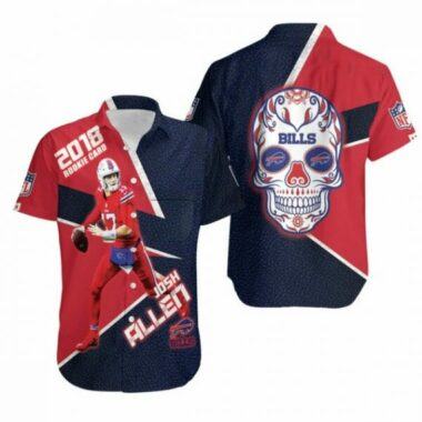 Josh Allen 17 Rookie Card Lava Skull Buffalo Bills Red Black For Bills Fans hot Hawaiian Shirt