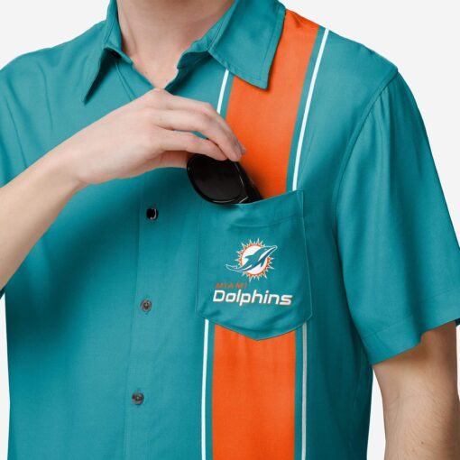 Miami Dolphins Bowling Stripe Button Up Shirt