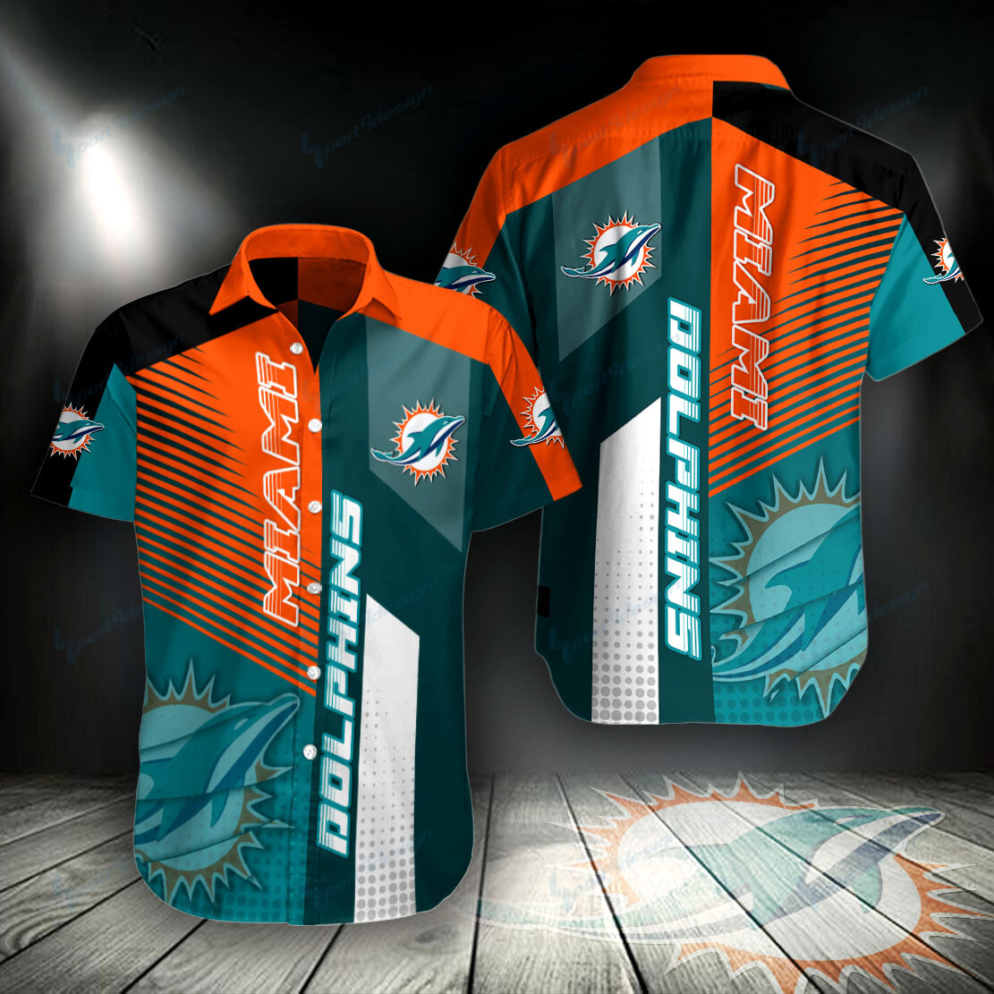 Miami Dolphins Button Shirt HYPER dolphins for fan