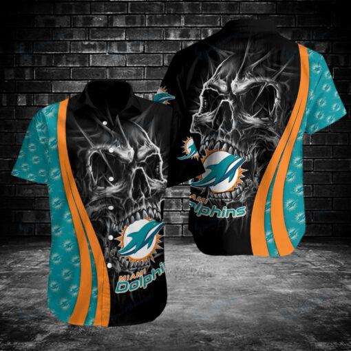 Miami Dolphins Button Shirts Skull 3D Print custom for fan