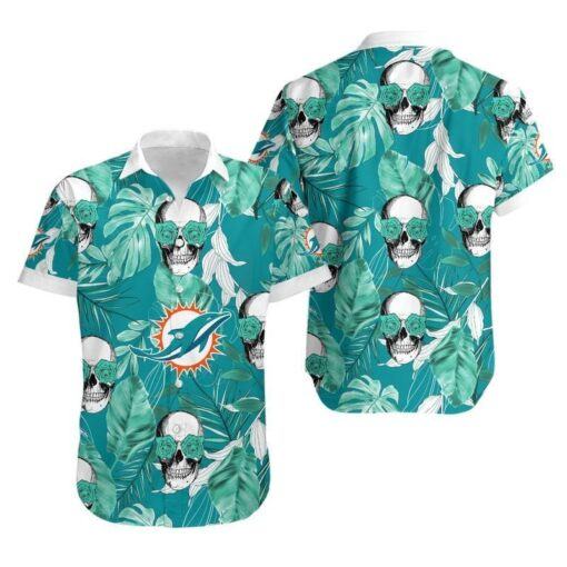 Miami Dolphins palm Leaves And Skulls Hawaii Shirt for fan