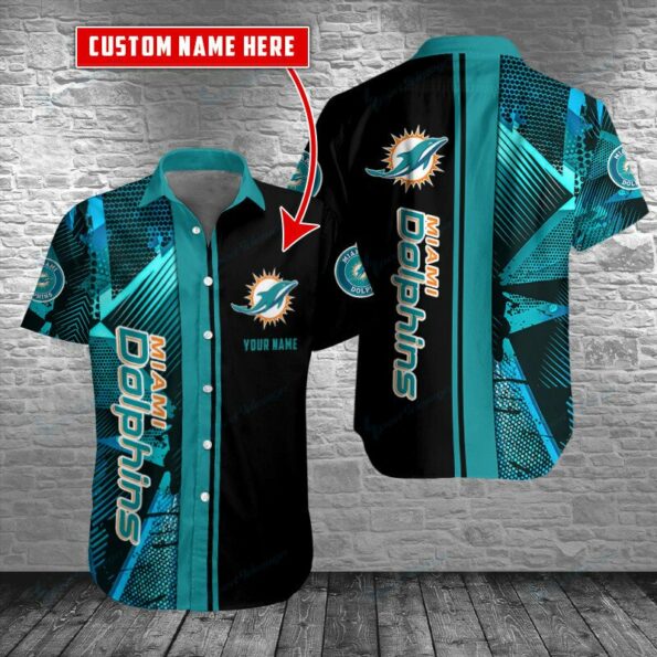 Miami Dolphins Hawaiian Shirt face-off custom name for fan