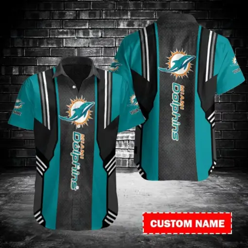 Miami Dolphins nfl button up Hawaiian Shirt custom name-v2