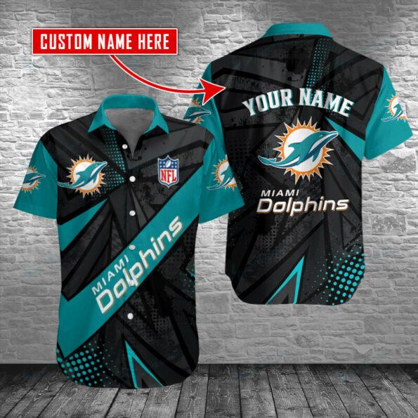 Miami Dolphins nfl button up Hawaiian Shirt custom name-v3