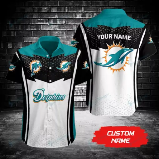 Miami Dolphins nfl button up Hawaiian Shirt custom name-v1