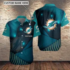 Miami Dolphins nfl button up Hawaii Shirt custom name for fan