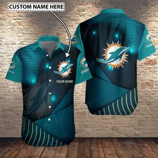 Miami Dolphins nfl button up Hawaii Shirt custom name for fan