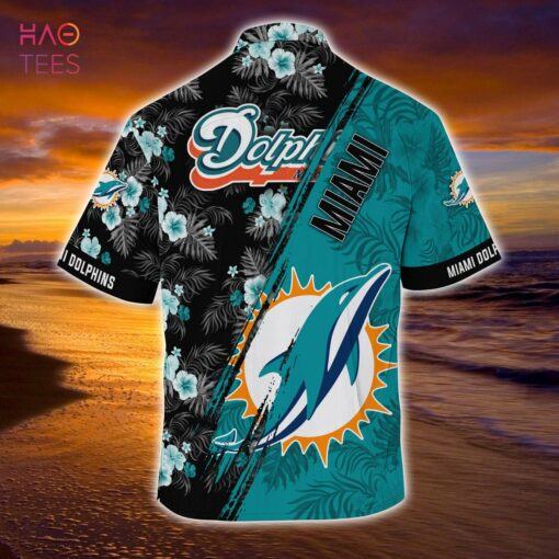 Mickey And Floral black Miami Dolphins NFL Summer Hawaiian Shirt