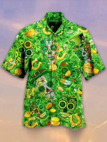 St-Patricks-Day-Shirts-hot-Hawaiian-shirt-green-skull
