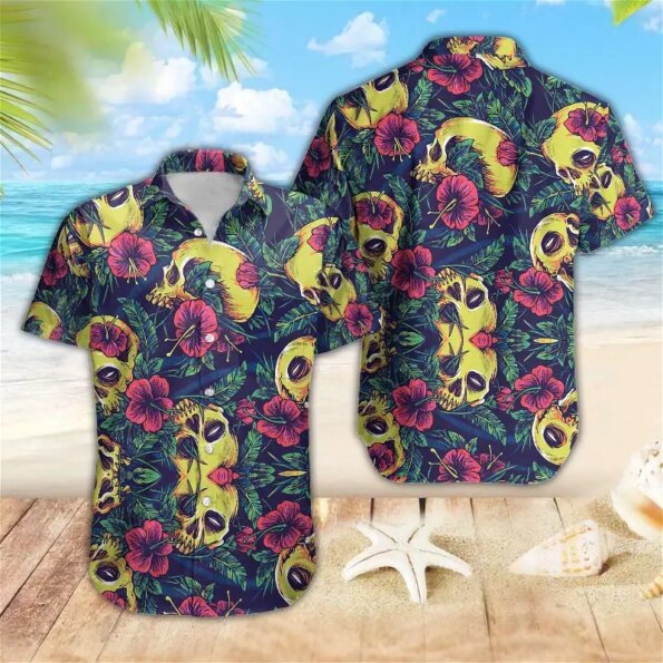 Sugar Skull Floral Weed Tropical Pattern Summer hot Hawaiian shirts