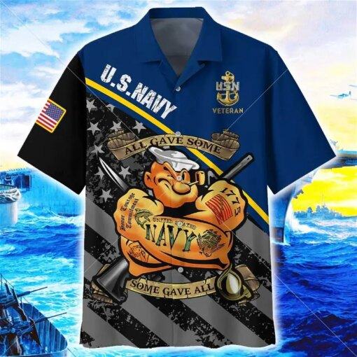 U.S Navy Military Veteran Popeye Navy I Yam What Summer Vacation Hawaiian shirts 01