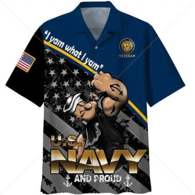 U.S Navy Military Veteran Popeye Navy I Yam What Summer Vacation Hawaiian shirts