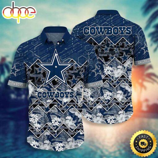 hothawaiianshirt Dallas Cowboys NFL Graphic Tropical Pattern 3D Printed Beach Shirt Summer Best Gift For Fan Hawaiian Shirt 2023