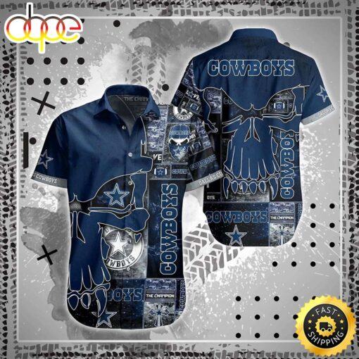 hothawaiianshirt Dallas Cowboys NFL Skull Printed 3D New Trend Summer For Best Fans Hawaiian Shirt 2023