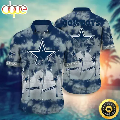 hothawaiianshirt Dallas Cowboys NFL Tropical Pattern Graphic Short Sleeve Hot Trend Summer Gift For Fans Hawaiian Shirt 2023