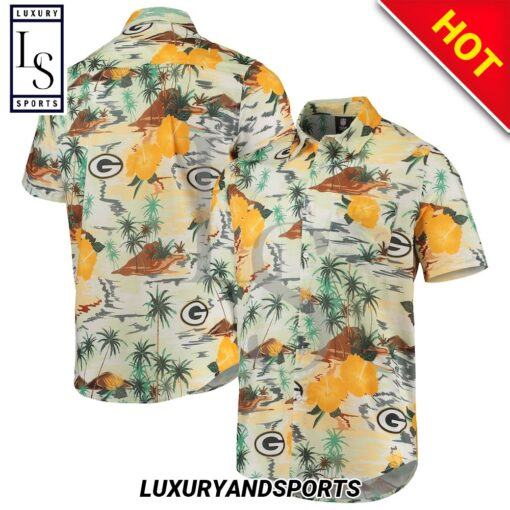 hothawaiianshirt Green Bay Packers Cream Paradise Floral Hawaiian Shirt 2023