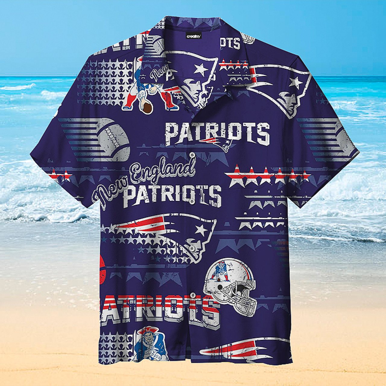 nfl New England Patriots Blue Print Hawaiian Shirt 3D All Over Print