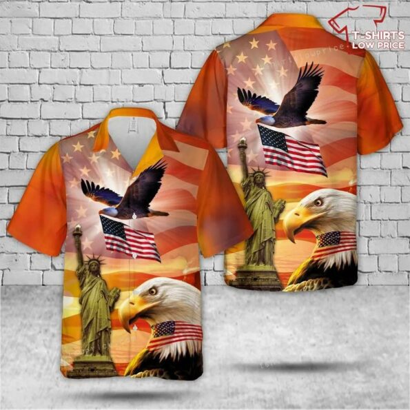 American Pride Eagle Sunset Freedom Hawaiian Shirt Outfit for summer