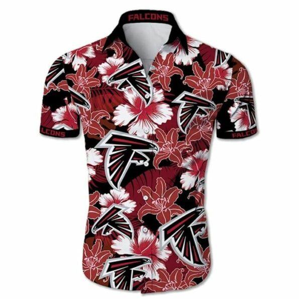 Atlanta Falcons Hawaiian Shirt Tropical Flower Short Sleeve Slim Fit Body -Zx09898 -hothawaiianshirt