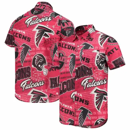 Atlanta Falcons Red Thematic Button-Up Hawaiian Shirt -hothawaiianshirt