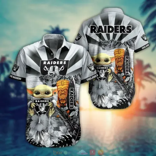 Baby-Yoda-Oakland-Raiders-NFL-Hawaiian-Shirt-and-Shorts-For-Fans-summer