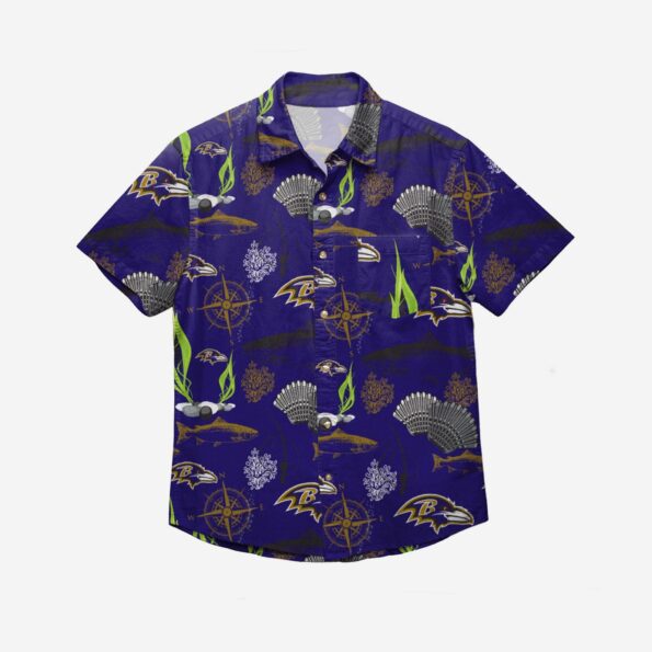 Baltimore Ravens Floral Button Up Hawaiian Shirt -hothawaiianshirt