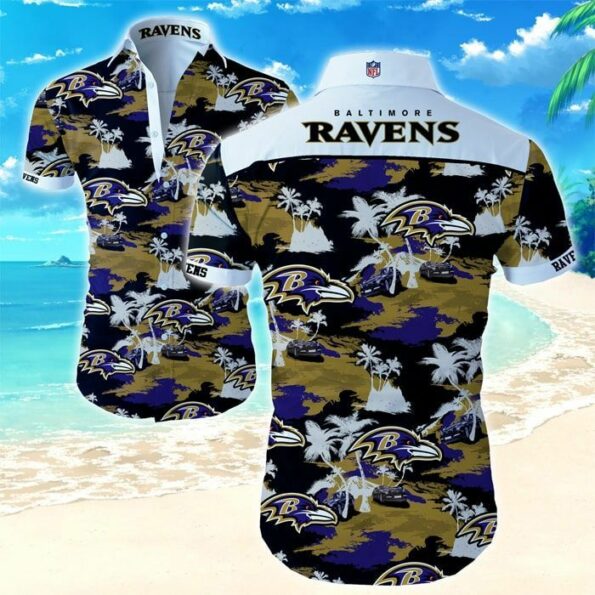 Baltimore Ravens Hawaiian Shirt Tropical Flower Short Sleeve Slim Fit Body -Zx09897 -hothawaiianshirt