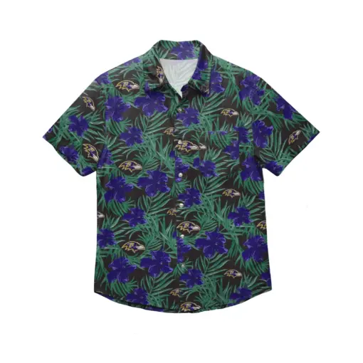 Baltimore Ravens Hibiscus Button Up All Over Printed Hawaiian Shirt Size S – 5Xl -hothawaiianshirt