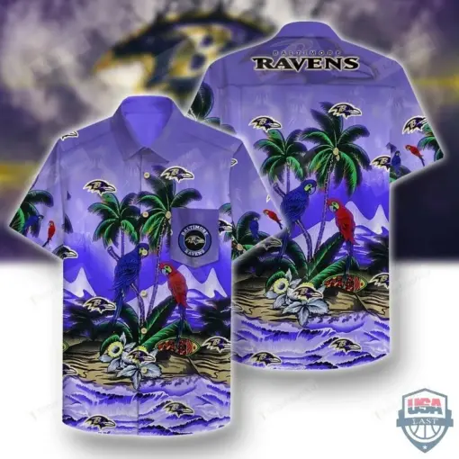 Baltimore Ravens Parrots Couple Hawaiian Shirt -hothawaiianshirt