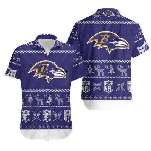 Baltimore Ravens Ugly Sweatshirt Christmas 3D Hawaiian Shirt -hothawaiianshirt