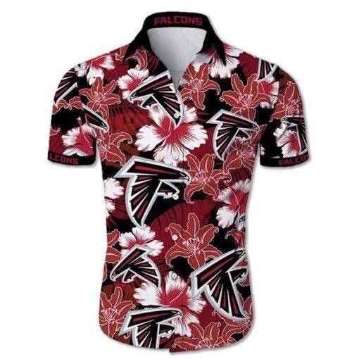 Beach Shirt Atlanta Falcons Hawaiian Shirt Tropical Flower Short Sleeve Slim Fit Body -hothawaiianshirt