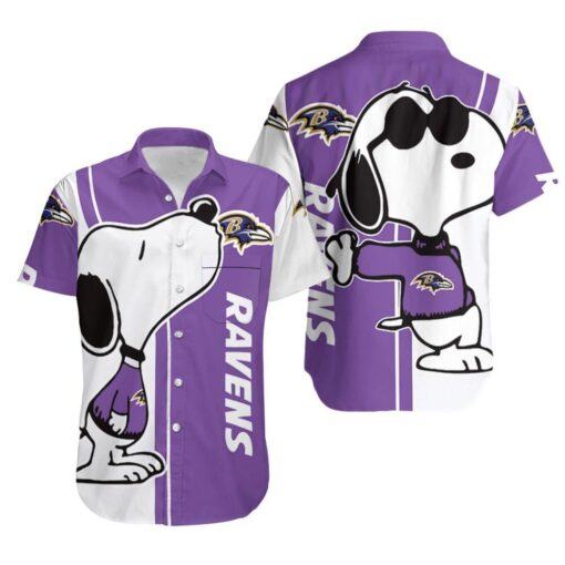 Beach Shirt Baltimore Ravens Snoopy Lover 3D Printed Hawaiian Shirt -hothawaiianshirt