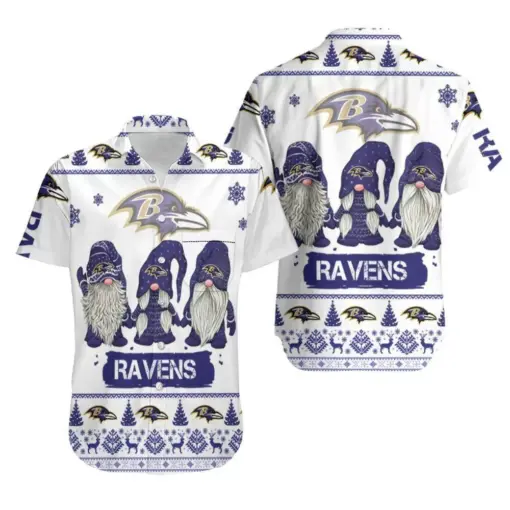 Beach Shirt Christmas Gnomes Baltimore Ravens Ugly Sweatshirt Christmas 3D Hawaiian Shirt -hothawaiianshirt