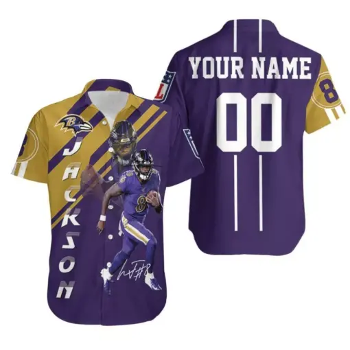 Beach Shirt Lamar Jackson Baltimore Ravens 3D Personalized Hawaiian Shirt -hothawaiianshirt