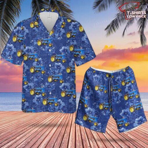 Blue Tractor Hawaiian Shirt Short for summer