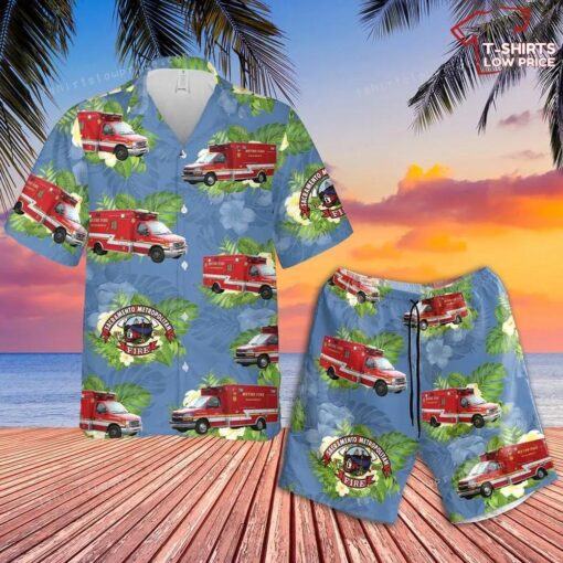 California Sacramento County Fire Department (sacramento Metropolitan Fire District) Paramedic Cheap Hawaiian Shirt And Short for summer