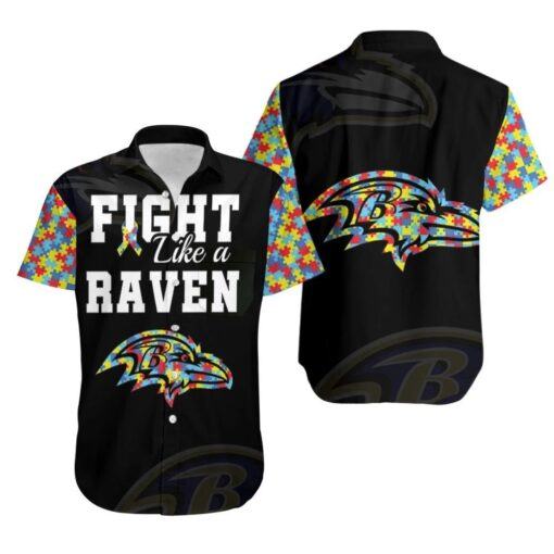 Fight Like A Baltimore Ravens Autism Support Hawaiian Shirt Beach Set -hothawaiianshirt