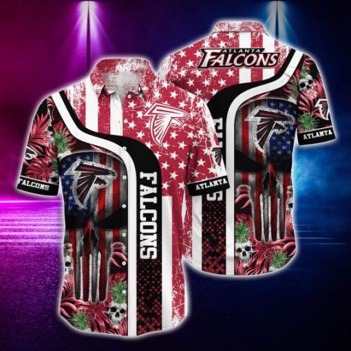 Gift For Husband Gift For Dad Atlanta Falcons And Skull Hawaiian Shirt Mh32 -hothawaiianshirt