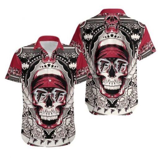 Gift For Husband Gift For Dad Atlanta Falcons Skull1 Hawaiian Shirt Mh115 -hothawaiianshirt