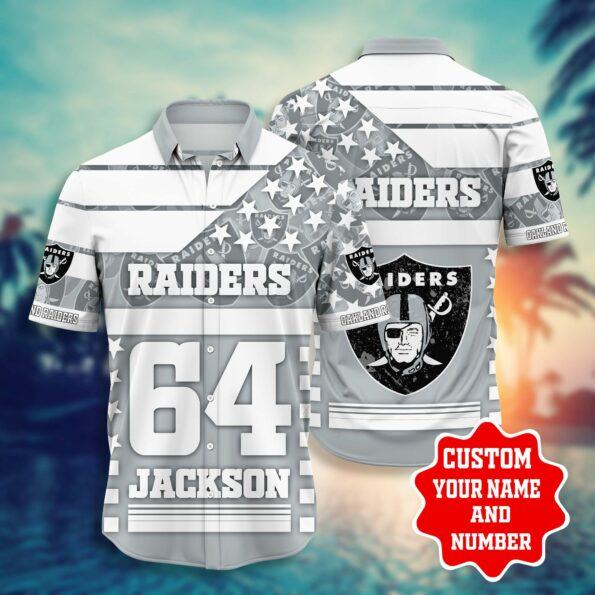 NFL-Hawaiian-Shirt-Oakland-Raiders-Shorts-star-3D-Custom-Name-Number-summer