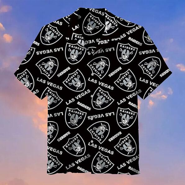 NFL Las Vegas Raiders black full logo 3D Hawaiian Shirt summer